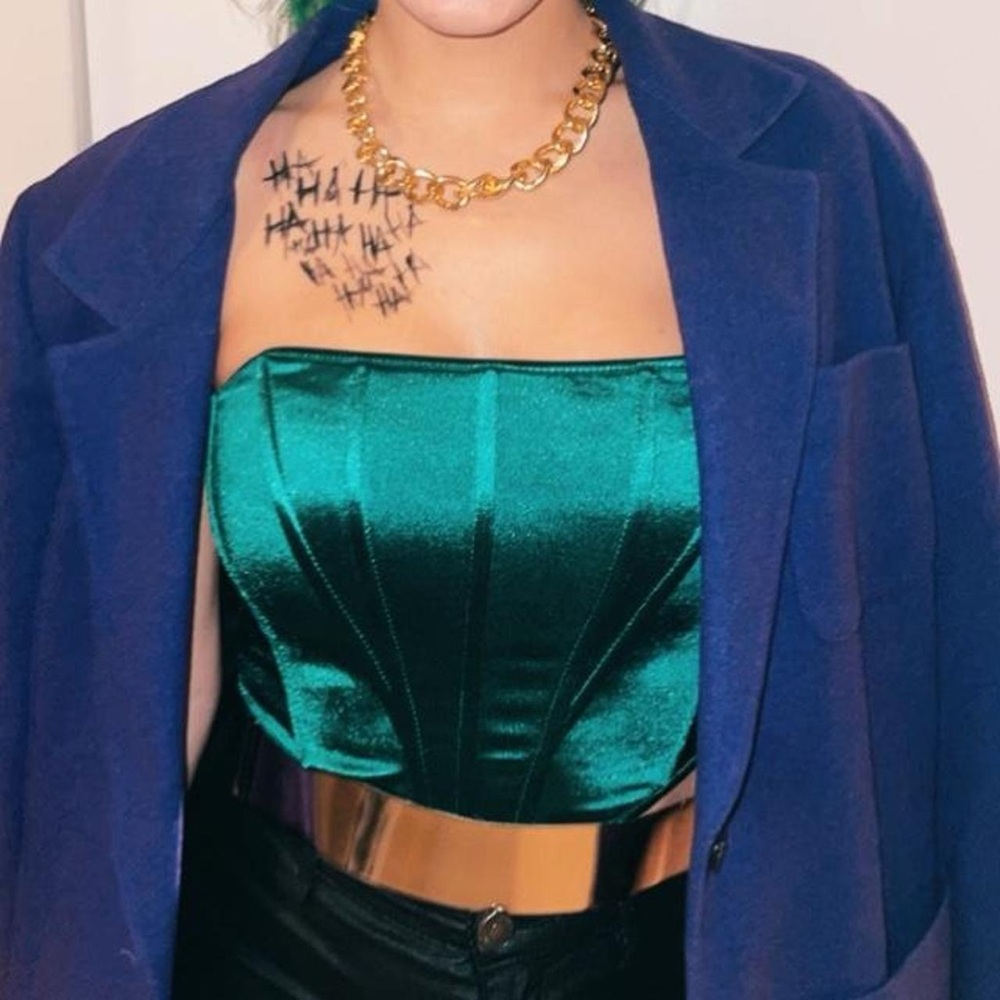 Emerald Green Satin Corset Top
